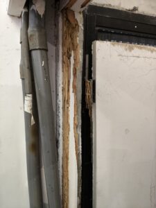白蟻防治案例-被啃食掏空的木框內部結構